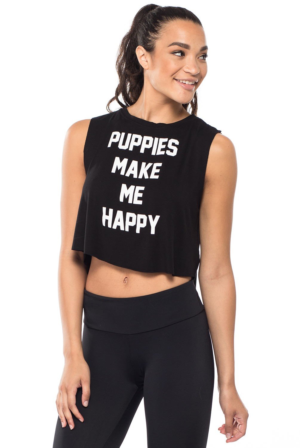 Title Tee | Crop Top - Puppies Make Me Happy