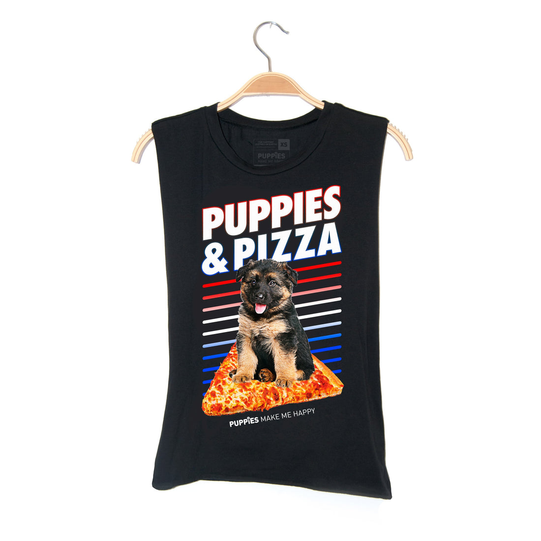 Puppies & Pizza | Soft Cotton Uni-Sex  Tank - Puppies Make Me Happy