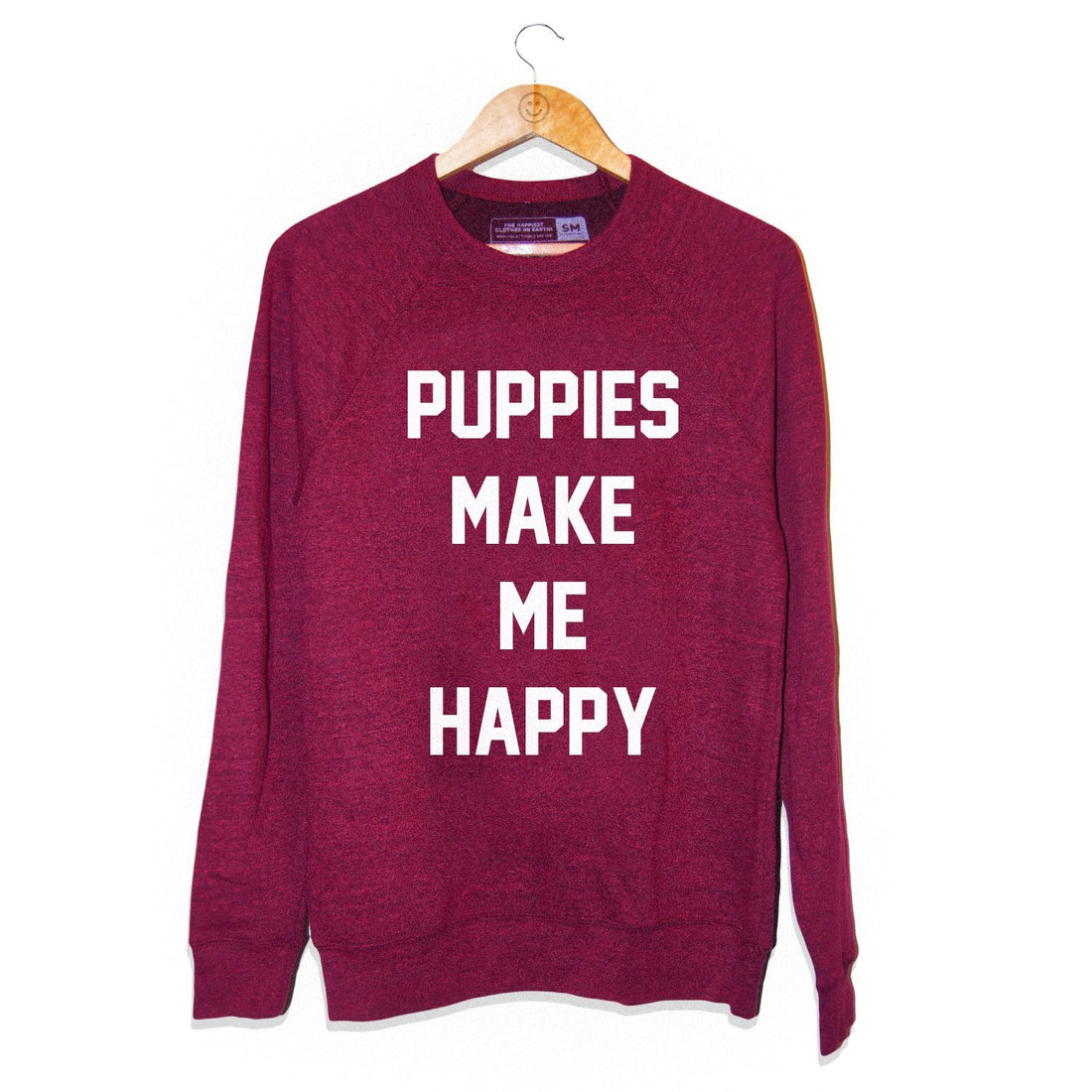 Title Tee | Maroon Crewneck Sweatshirt - Puppies Make Me Happy